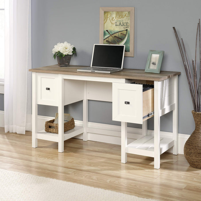 Shaker Style Home Office Desk White with Lintel Oak Finish - 5418072