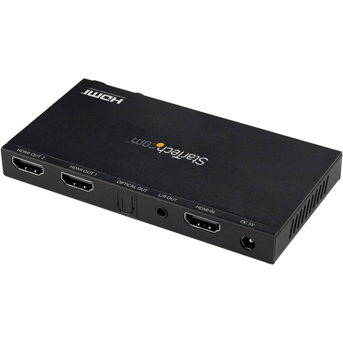 StarTech.com 2-Port HDMI 4K 60Hz UHD 2.0 Audio Video Splitter with Scaler and Audio Extractor