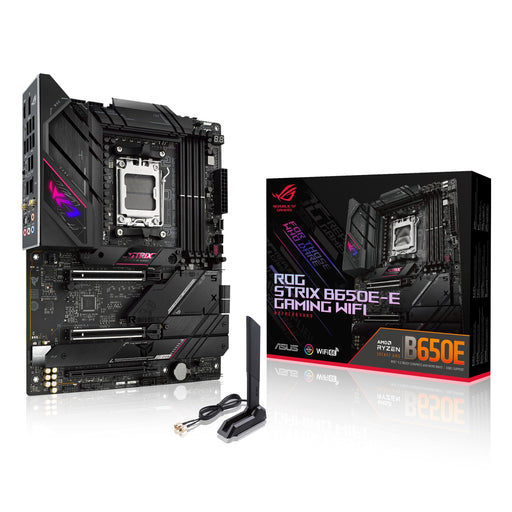 ASUS ROG Strix B650E-E Gaming WiFi - Motherboard - ATX - Socket AM5 - AMD B650 Chipset - USB 3.2 Gen 1, USB 3.2 Gen 2, USB-C 3.2 Gen2, USB-C 3.2 Gen 2x2 - 2.5 Gigabit LAN, Wi-Fi 6, Bluetooth - onboard graphics (CPU required) - HD Audio (8-channel)