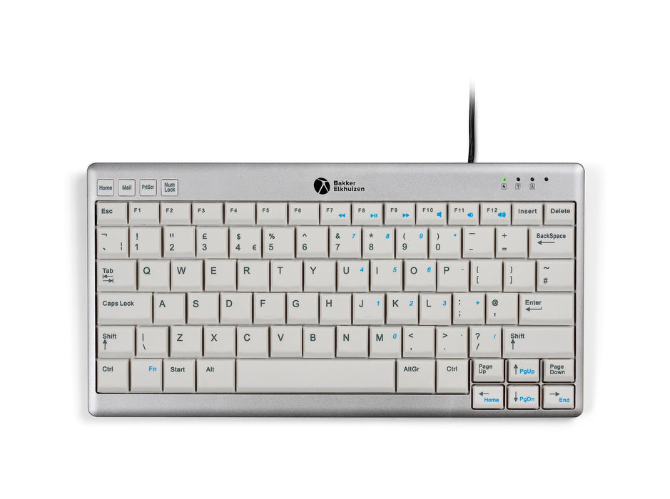 BakkerElkhuizen Compact Wired Keyboard UltraBoard 950 Ergonomic QWERTY GB USB White, Silver