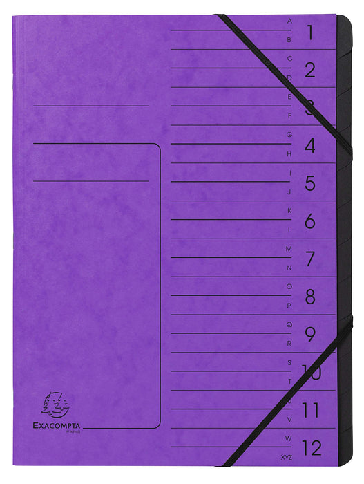 Exacompta Multipart File 541208E A4 Mottled Pressboard Purple 24.5 (W) x 1 (D) x 32 (H) cm Pack of 10