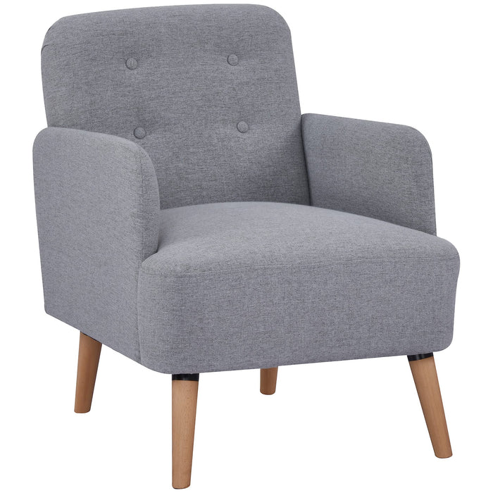 HOMCOM Armchair Light Grey PL (Polyester), Eucalyptus Wood, Sponge