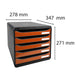 Exacompta Drawer Unit with 5 Drawers Big Box Plus Plastic Glossy Black, Orange 27.8 x 34.7 x 27.1 cm