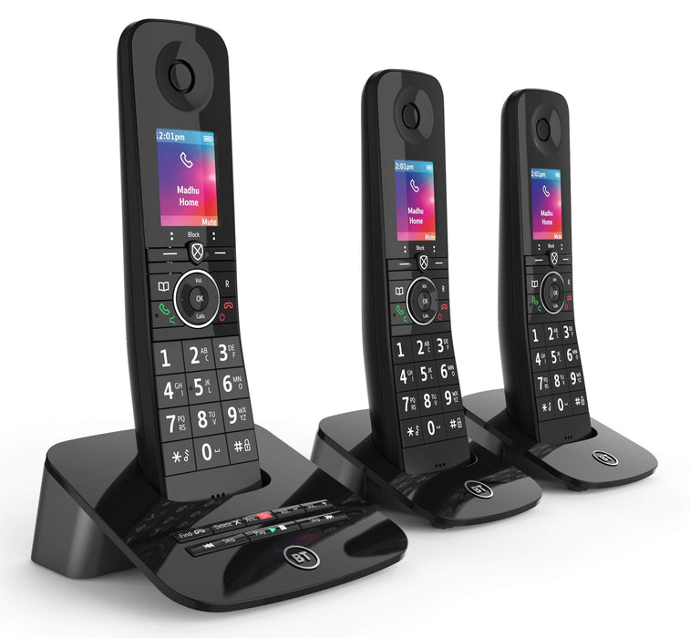 BT Premium Cordless Telephone 90632 Black Trio Handset