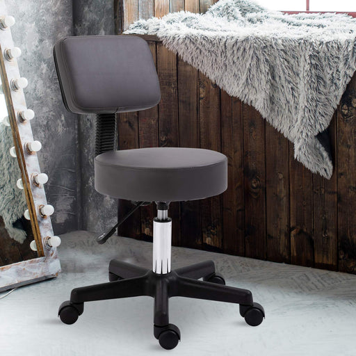 HOMCOM Barber Stool with 5 Wheels Grey