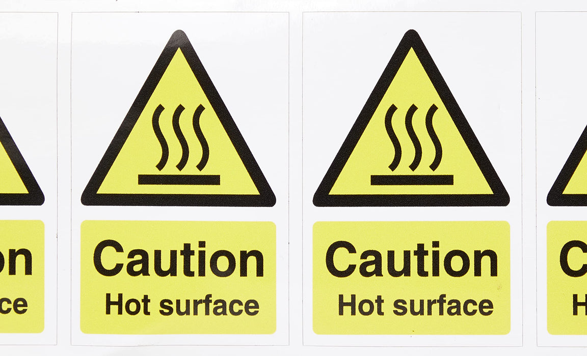 Warning Sign Caution: Hot Surface Vinyl Yellow, Black 7.5 x 5 cm