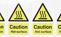 Warning Sign Caution: Hot Surface Vinyl Yellow, Black 7.5 x 5 cm