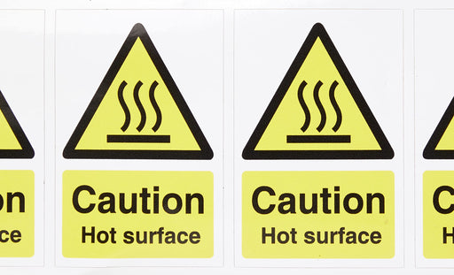 Warning Sign Caution: Hot Surface Vinyl Yellow, Black 7.5 x 5 cm