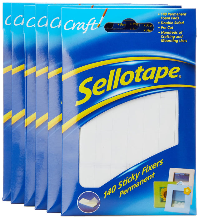 Sellotape 140 Sticky Fixers Permanent Double Sided Pads 12mm x 25mm (Pack 6) - 1445422