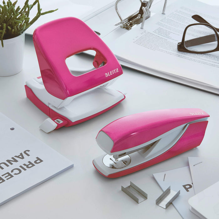 Leitz NeXXt WOW Stapler 5502 Half Strip Pink 30 Sheets 24/6, 26/6 Metal