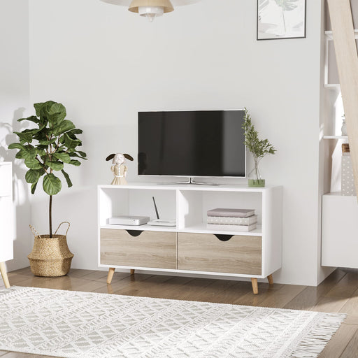 HOMCOM TV Stand with Drawers Fir Gray