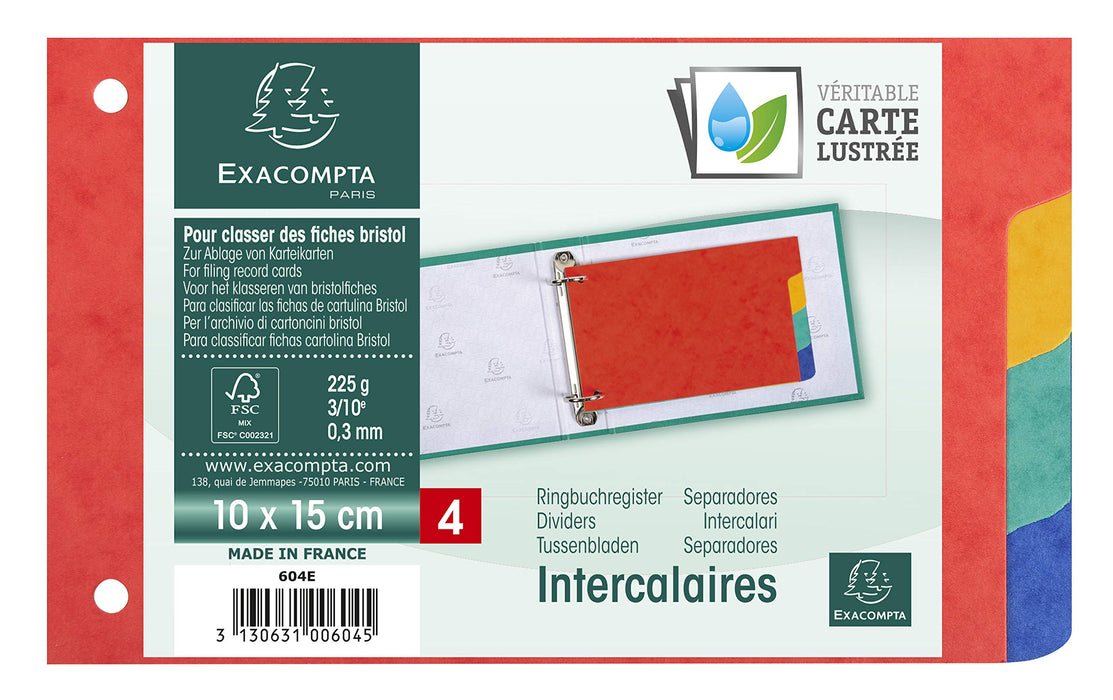 Exacompta Forever Young Dividers Special format Assorted Multicolour 4 Part Mottled Pressboard 2 Holes 604E Pack of 10