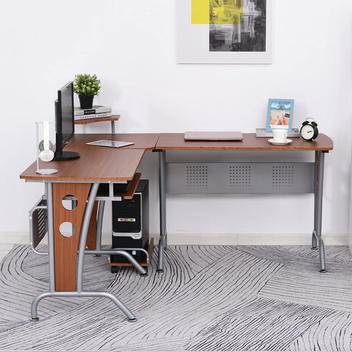 HOMCOM L-shape Computer Desk Brown 1,450 x 865 mm