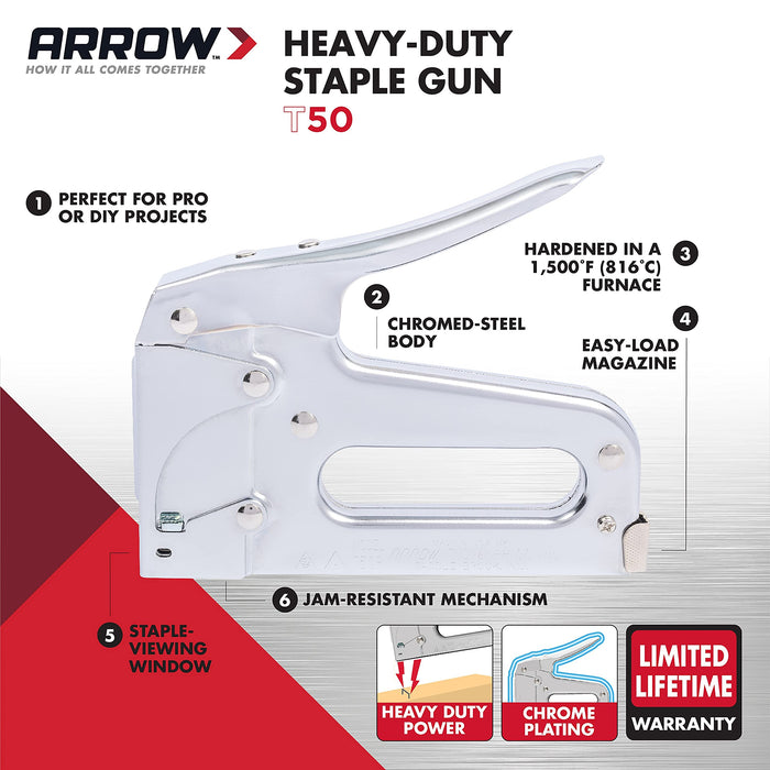 ARROW Heavy Duty Staple Gun AT50 Silver