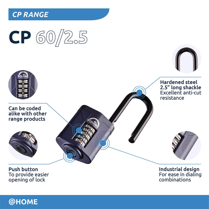 SQUIRE Combination Padlock CP60/2.5 Hardened Steel