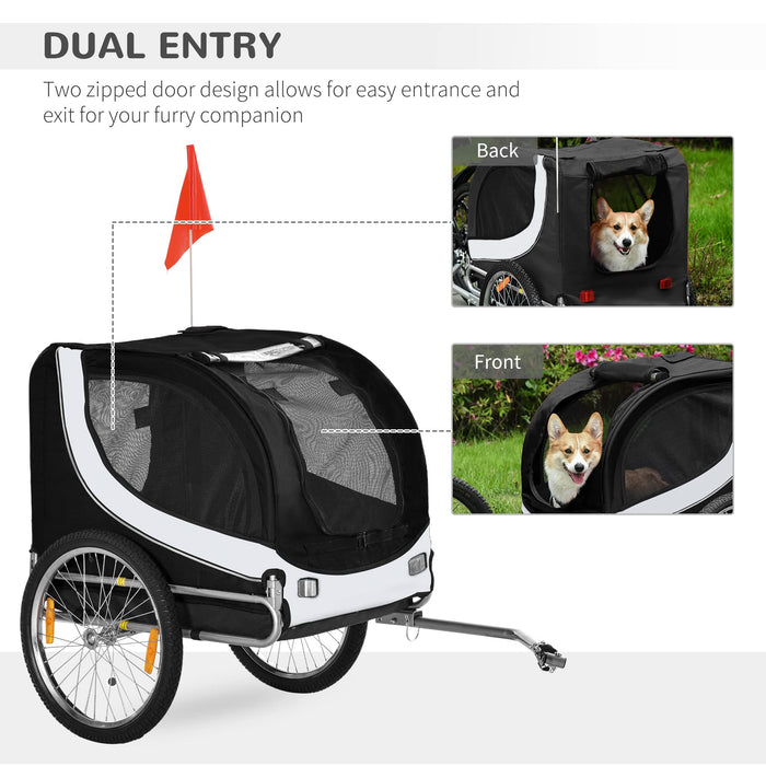 PawHut Pet Trailer White, Black 730 mm x 1300 mm x 900 mm