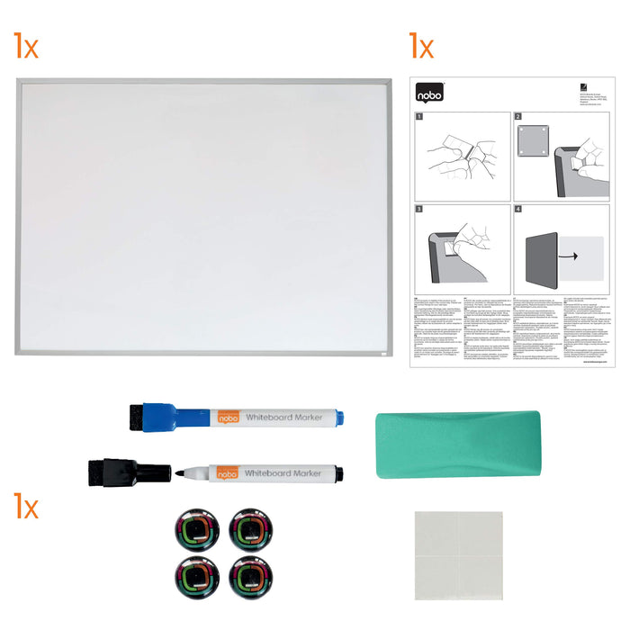 Nobo Small Whiteboard Magnetic Lacquered Steel Single 58.5 (W) x 43 (H) cm