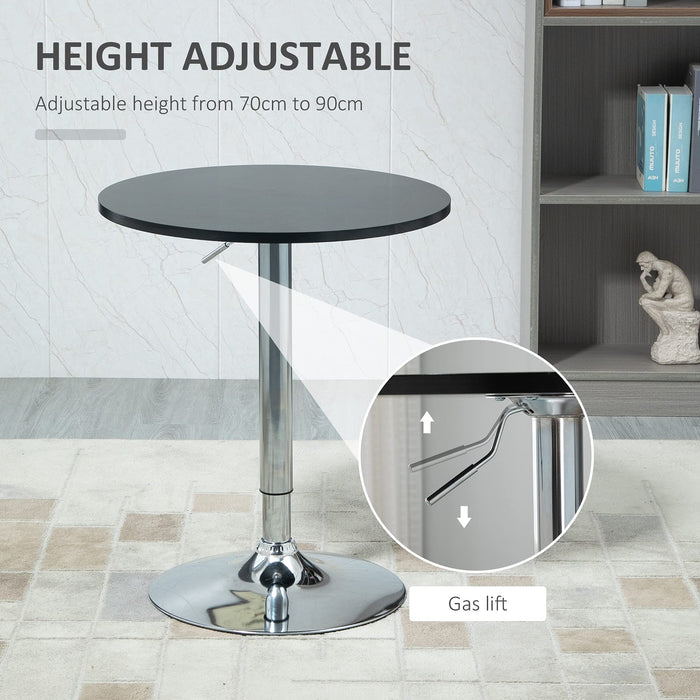 HOMCOM Round Bar Table with Metal Base Black