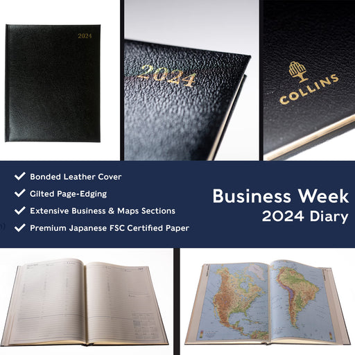 Collins QB7 Diary Week to View Appointments 2024 Black 819592