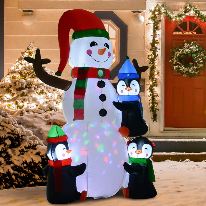 HOMCOM Christmas Snowman and Penguins Inflatable Multicolour 70 x 180 cm