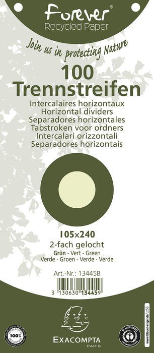 Exacompta Forever Young Dividers Special format Green Cardboard 2 Holes 13445B Pack of 1200