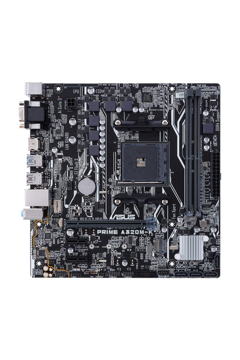 ASUS PRIME A320M-K - Motherboard - micro ATX - Socket AM4 - AMD A320 Chipset - USB 3.0 - Gigabit LAN - onboard graphics (CPU required) - HD Audio (8-channel)