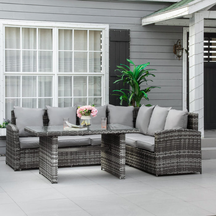 OutSunny Set Dining Set Rattan Grey