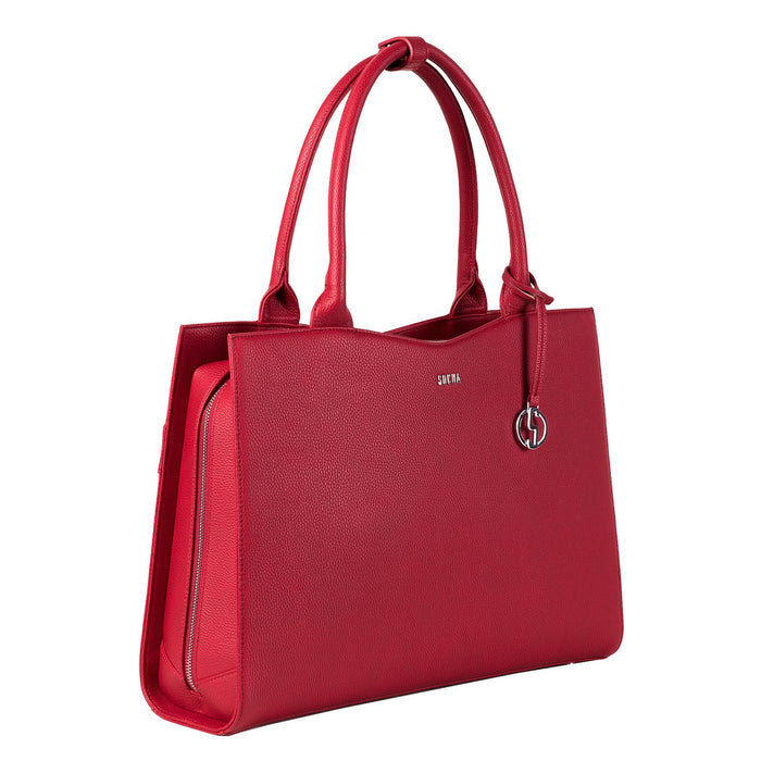 SOCHA Ladies Laptop Bag Straight Line Red 15.6 Inch Synthetic Leather Red 42 x 13 x 31.5 cm