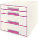 Leitz WOW Drawer Unit 4 52132023 A4+ Plastic Pink 28.7 x 36.3 x 27 cm