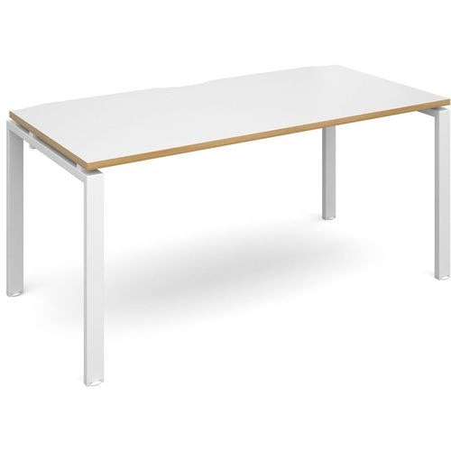 Dams International Rectangular Single Desk with White Melamine Top and Silver Frame 4 Legs Adapt II 1800 x 800 x 725mm