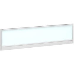 Dams International Desktop Glazed Screen Polar White Aluminium White Frame 1400 x 30 x 380mm