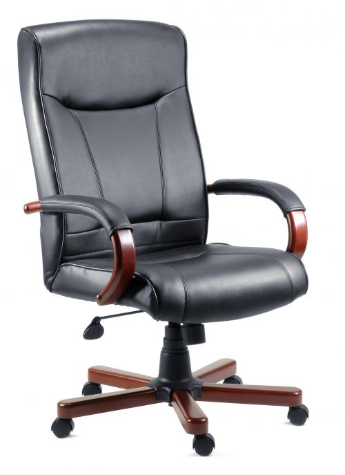 Kingston Bonded Leather Faced Executive Office Chair Black/Mahogany - 8511HLW