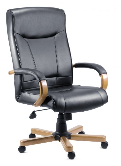 Kingston Bonded Leather Faced Executive Office Chair Black/Light Wood - 8512HLW