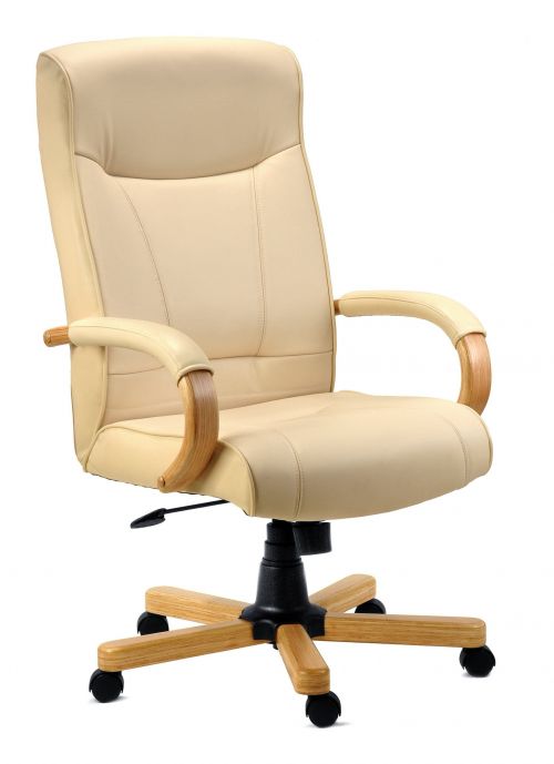 Knightsbridge Bonded Leather Faced Executive Office Chair Cream - 8513HLW