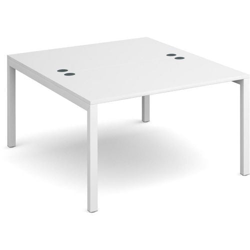 Dams International Rectangular Starter Unit Back to Back Desk with White Melamine Top and White Frame 4 Legs Connex 1200 x 1600 x 725mm