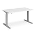 Elev8 Rectangular Sit Stand Single Desk with White Melamine Top and Silver Frame 2 Legs Touch 1400 x 800 x 675 - 1300 mm