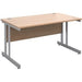 Rectangular Straight Desk with Beech Coloured MFC Top and Silver Frame Cantilever Legs Momento 1400 x 800 x 725 mm