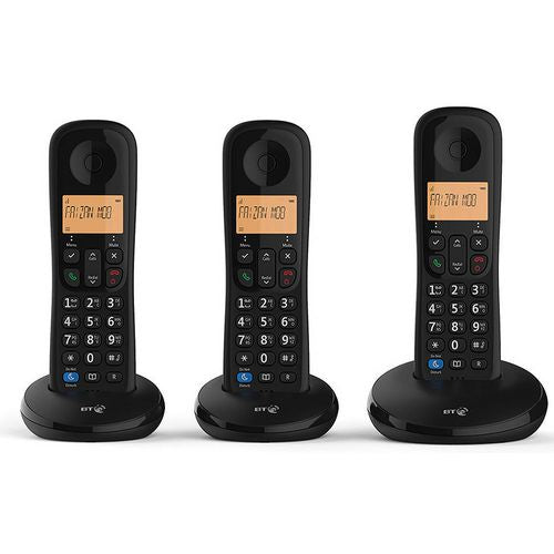 BT Everyday Cordless Telephone 90663 Black Trio Handset