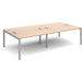 Rectangular Double Back to Back Desk with Beech Coloured Melamine & Steel Top and Silver Frame 6 Legs Connex 2800 x 1600 x 725 mm