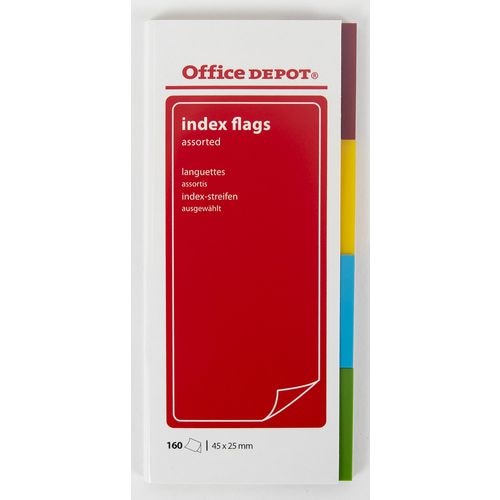 Office Depot Index Flags Repositionable 25 x 45 mm Assorted 40 x 4 Pack