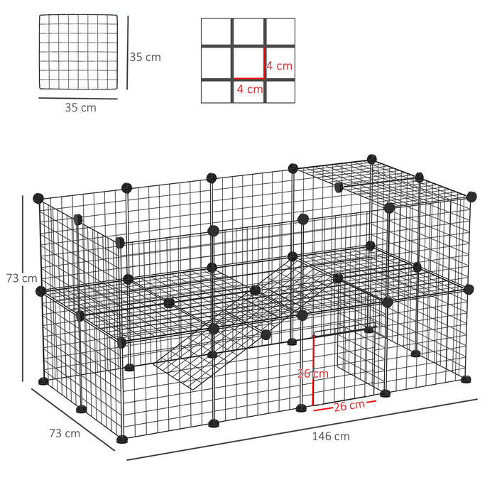 PawHut Pet Playpen Black 730 mm x 1460 mm x 730 mm