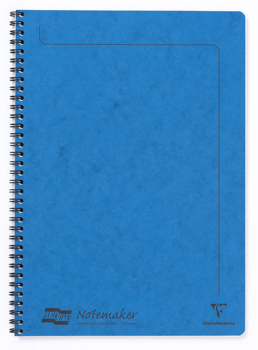 Europa Notebook 4865Z A4 Ruled Spiral Bound Side Bound Pressboard Hardback Blue Perforated 120 Pages