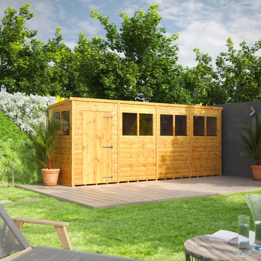 Power Garden Shed 164PP Golden Brown 16x4