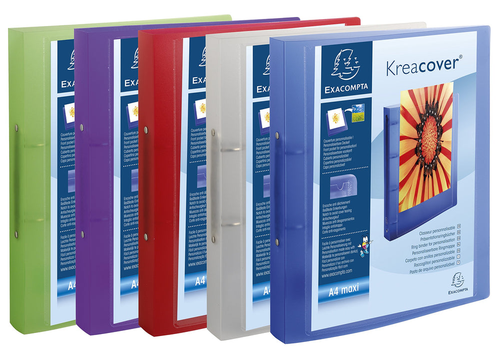 Exacompta Presentation Ring Binder Kreacover Chroma 54769E Polypropylene A4 2 ring 30 mm Assorted Pack of 15