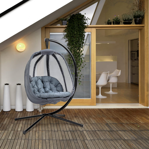 OutSunny Hanging Chair Steel, Mesh, PL (Polyester), PP (Polypropylene) Cotton Grey 970 x 1,260 x 1,720 mm