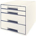 Leitz WOW Cube Desk Drawer Filing Unit Dual Colour 4 Drawers A4 White, Grey 28.7 x 27 x 36.3 cm