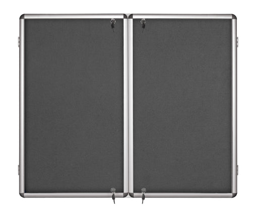 Bi-Office Enclore Indoor Lockable Notice Board Non Magnetic 40 x A4 Wall Mounted 243 (W) x 123 (H) cm Grey