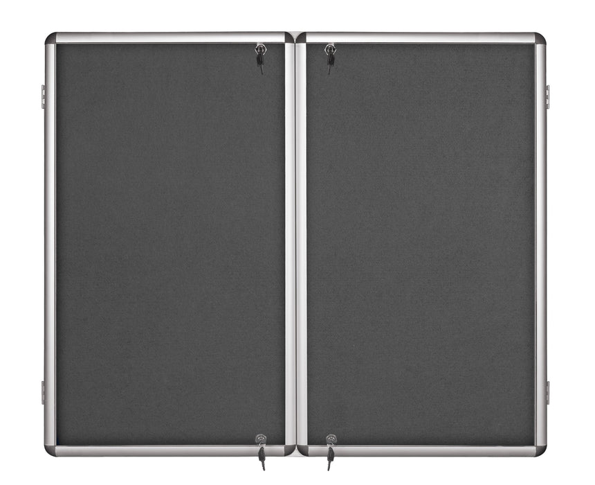 Bi-Office Enclore Indoor Lockable Notice Board Non Magnetic 32 x A4 Wall Mounted 183 (W) x 123 (H) cm Grey