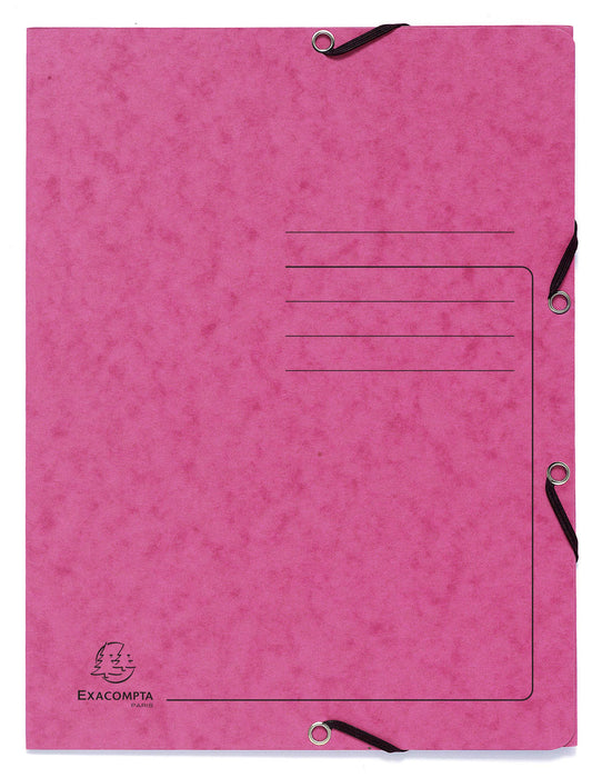 Exacompta 3 Flap Folder 55407E Pink Mottled Pressboard Pack of 25