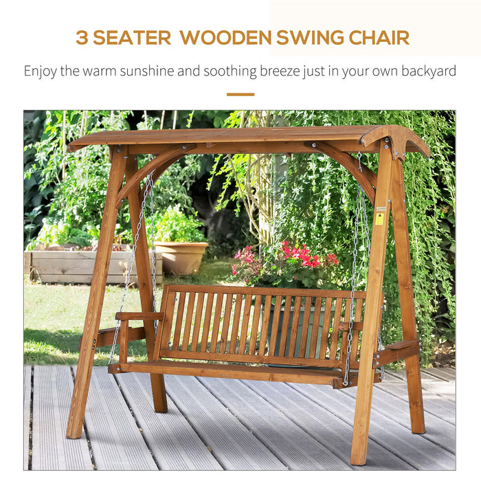 OutSunny Swing Chair Fir wood Teak 1,250 x 2,000 x 1,850 mm